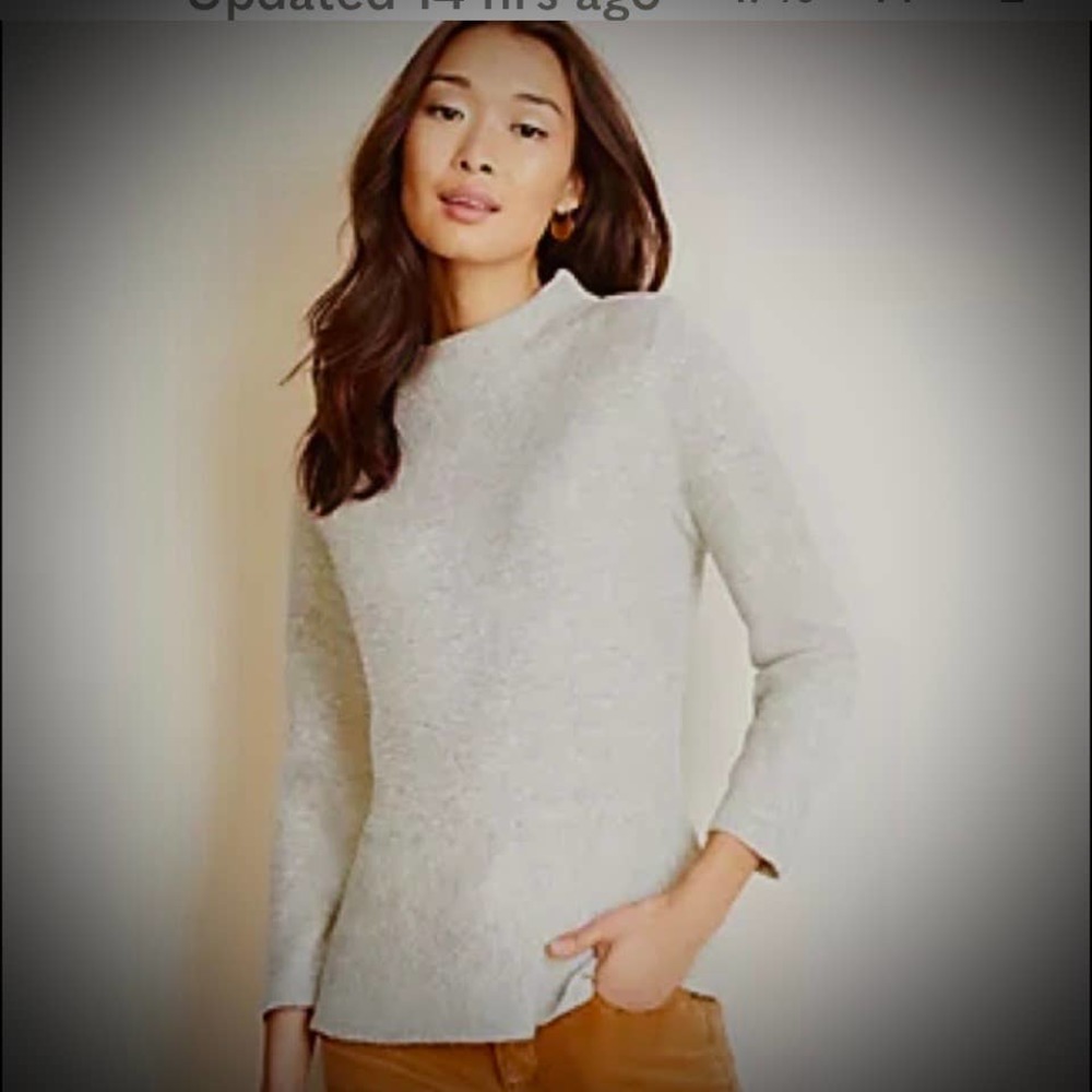 Ann Taylor Gray Mock neck peplum sweater